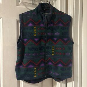 Y2K Warm Comfy Zip Down Vest Aztec Boho Hippie Native Southwestern Size Medium
